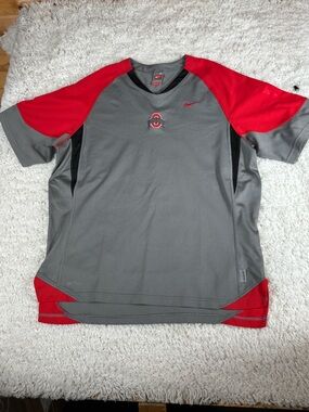 Nike Team Ohio State Buckeyes Dri-FIT Gray Red Athletic Shirt XL